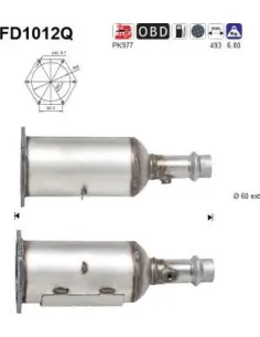 Filtro de partículas diésel AS FD1012Q para PEUGEOT