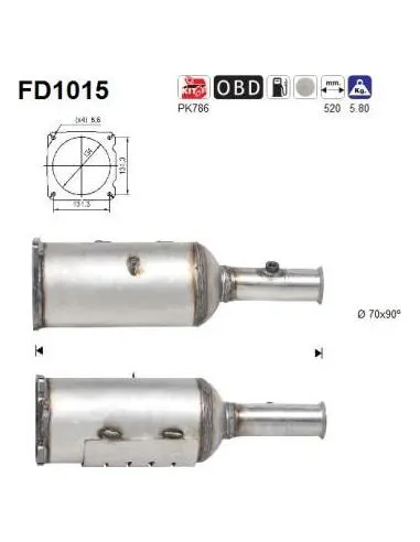 Filtro de partículas diésel AS FD1015 para CITROËN / PEUGEOT