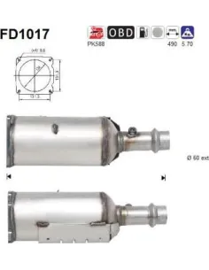 Filtro de partículas diésel AS FD1017 para PEUGEOT
