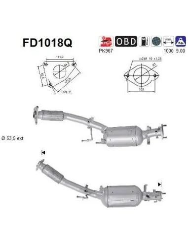 Filtro de partículas diésel AS FD1018Q para NISSAN / RENAULT
