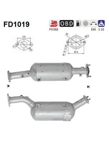 Filtro de partículas diésel AS FD1019 para SUZUKI | Recambios Colmenar
