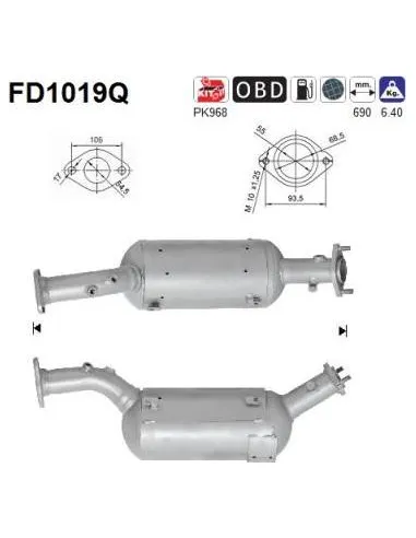 Filtro de partículas diésel AS FD1019Q para SUZUKI
