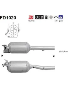 Filtro de partículas diésel AS FD1020 para RENAULT