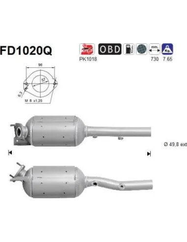Filtro de partículas diésel AS FD1020Q para RENAULT