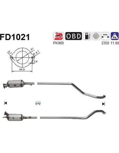 Filtro de partículas diésel AS FD1021 para RENAULT