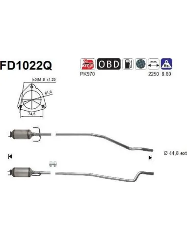Filtro de partículas diésel AS FD1022Q para OPEL | Recambios Colmenar