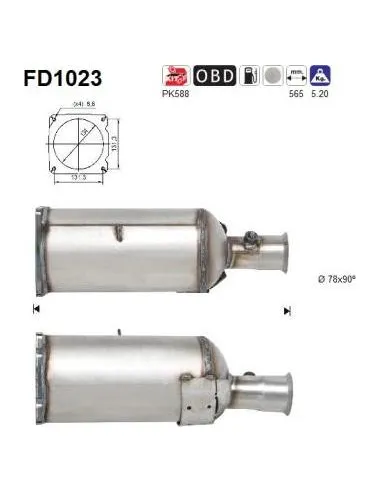 Filtro de partículas diésel AS FD1023 para CITROËN