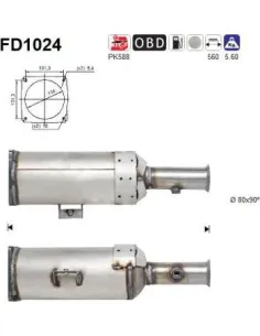 Filtro de partículas diésel AS FD1024 para CITROËN / FIAT / LANCIA