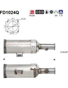 Filtro de partículas diésel AS FD1024Q para CITROËN / FIAT / LANCIA