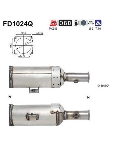 Filtro de partículas diésel AS FD1024Q para CITROËN / FIAT / LANCIA
