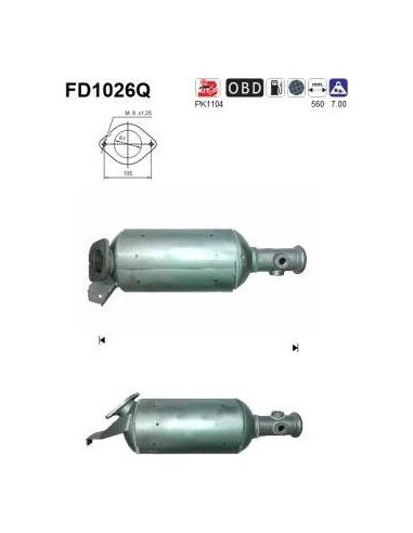 Filtro de partículas diésel AS FD1026Q para NISSAN / OPEL / RENAULT