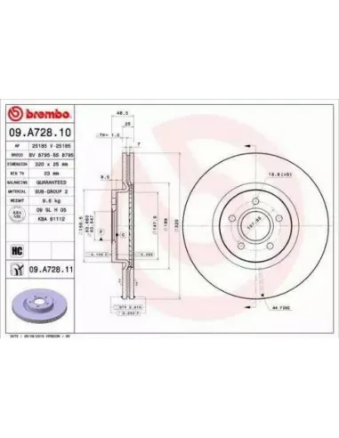 09.A728.11 Disco de freno Brembo