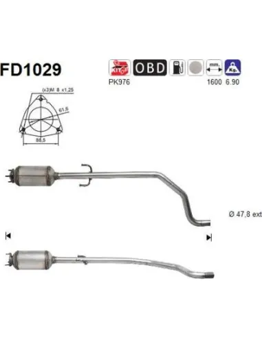 Filtro de partículas diésel AS FD1029 para OPEL | Recambios Colmenar