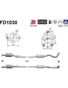 Filtro de partículas diésel AS FD1030 para MITSUBISHI
