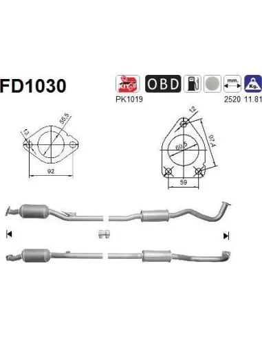 Filtro de partículas diésel AS FD1030 para MITSUBISHI