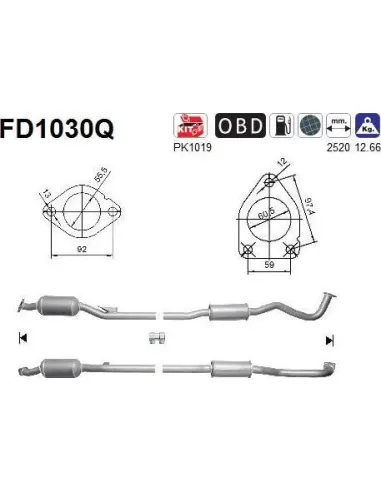 Filtro de partículas diésel AS FD1030Q para MITSUBISHI