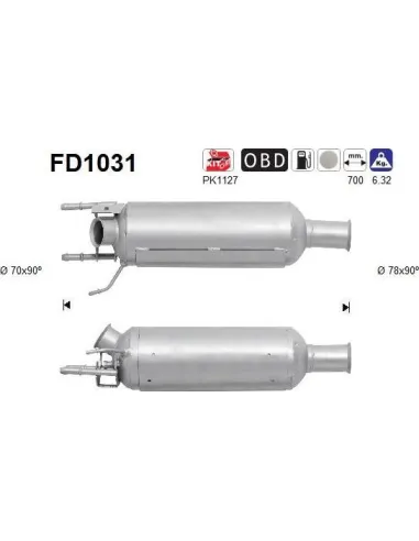 Filtro de partículas diésel AS FD1031 para CITROËN / MITSUBISHI