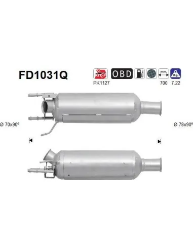Filtro de partículas diésel AS FD1031Q para CITROËN / MITSUBISHI