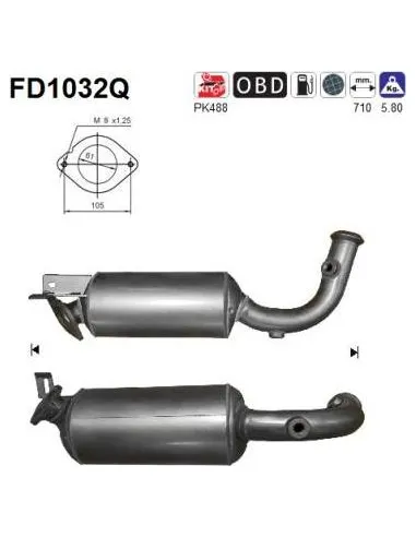 Filtro de partículas diésel AS FD1032Q para NISSAN / OPEL / RENAULT