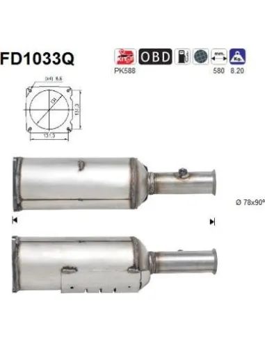 Filtro de partículas diésel AS FD1033Q para PEUGEOT
