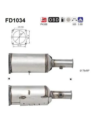 Filtro de partículas diésel AS FD1034 para PEUGEOT
