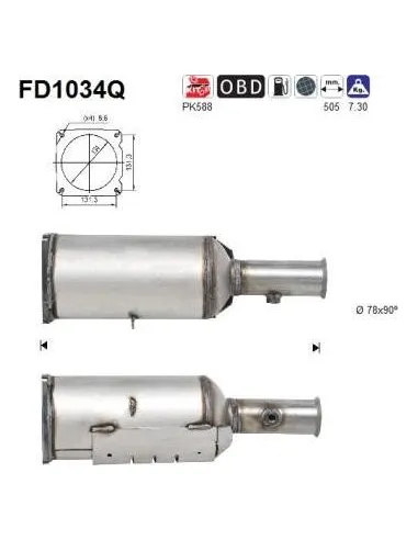 Filtro de partículas diésel AS FD1034Q para PEUGEOT