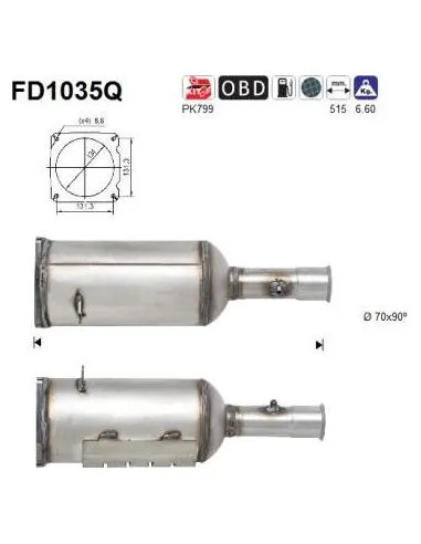 Filtro de partículas diésel AS FD1035Q para CITROËN / PEUGEOT