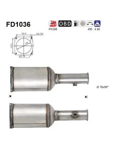 Filtro de partículas diésel AS FD1036 para CITROËN