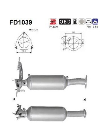 Filtro de partículas diésel AS FD1039 para VOLVO | Recambios Colmenar