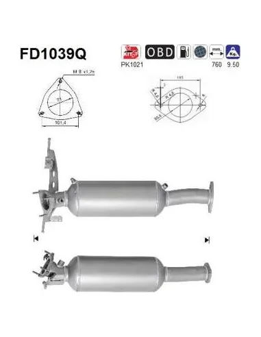 Filtro de partículas diésel AS FD1039Q para VOLVO | Recambios Colmenar