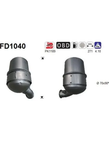 Filtro de partículas diésel AS FD1040 para CITROËN / PEUGEOT