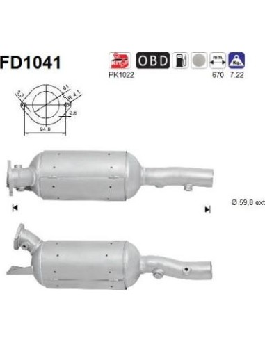 Filtro de partículas diésel AS FD1041 para RENAULT