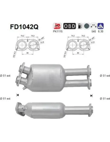 Filtro de partículas diésel AS FD1042Q para BMW | Recambios Colmenar