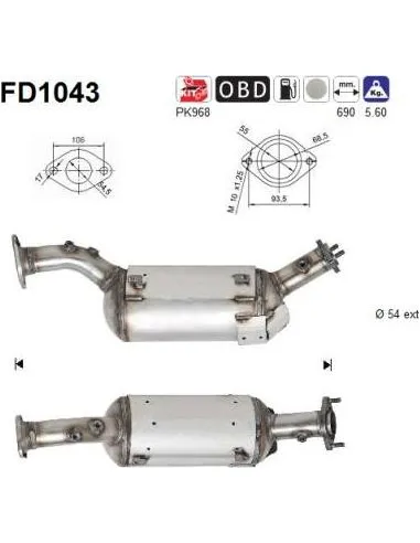 Filtro de partículas diésel AS FD1043 para SUZUKI | Recambios Colmenar
