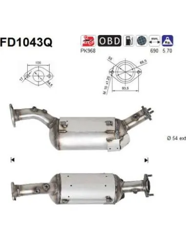 Filtro de partículas diésel AS FD1043Q para SUZUKI