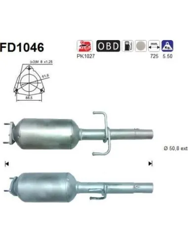 Filtro de partículas diésel AS FD1046 para FIAT / FORD