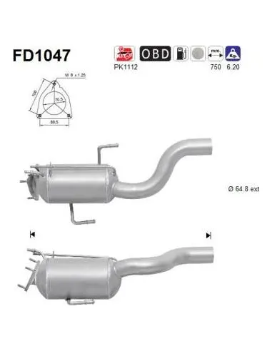 Filtro de partículas diésel AS FD1047 para AUDI / VOLKSWAGEN