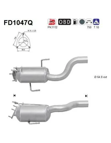 Filtro de partículas diésel AS FD1047Q para AUDI / VOLKSWAGEN