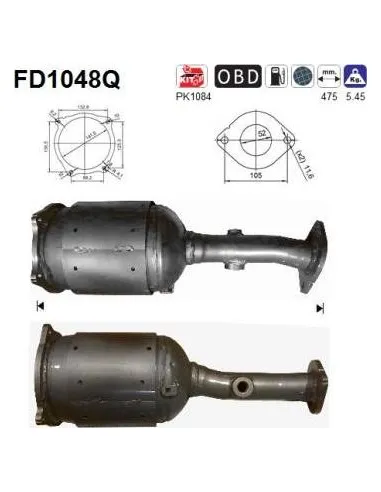 Filtro de partículas diésel AS FD1048Q para NISSAN