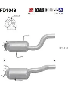 Filtro de partículas diésel AS FD1049 para PORSCHE