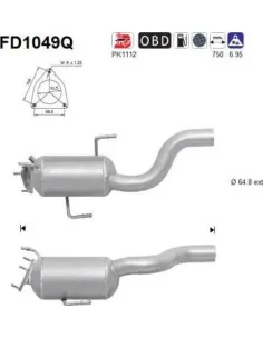 Filtro de partículas diésel AS FD1049Q para PORSCHE