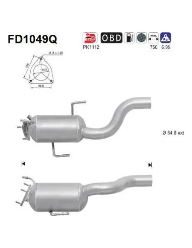 Filtro de partículas diésel AS FD1049Q para PORSCHE