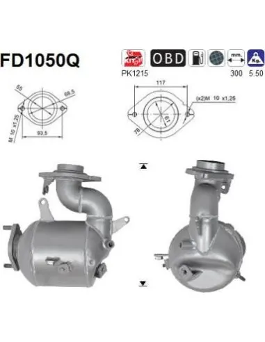 Filtro de partículas diésel AS FD1050Q para SUBARU / TOYOTA