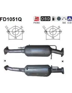 Filtro de partículas diésel AS FD1051Q para FORD | Recambios Colmenar