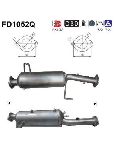 Filtro de partículas diésel AS FD1052Q para MITSUBISHI
