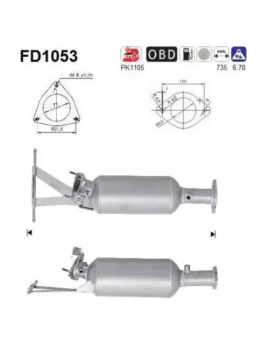 Filtro de partículas diésel AS FD1053 para VOLVO | Recambios Colmenar