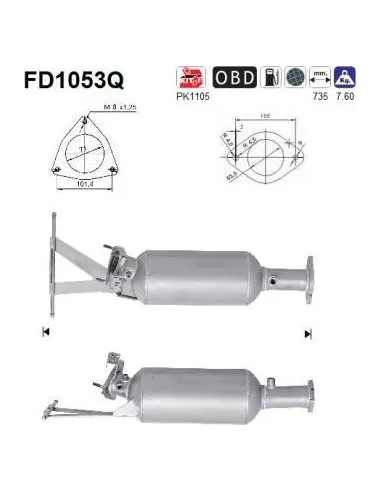 Filtro de partículas diésel AS FD1053Q para VOLVO | Recambios Colmenar