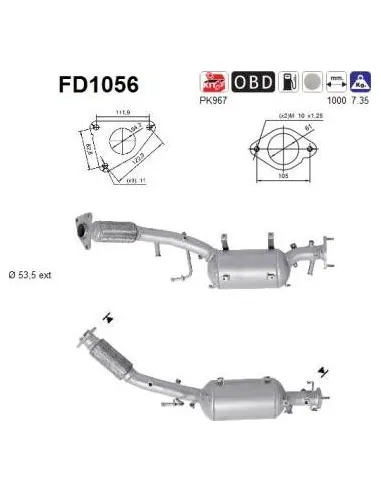Filtro de partículas diésel AS FD1056 para NISSAN | Recambios Colmenar