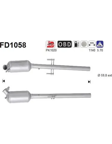 Filtro de partículas diésel AS FD1058 para MERCEDES