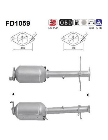 Filtro de partículas diésel AS FD1059 para FORD | Recambios Colmenar